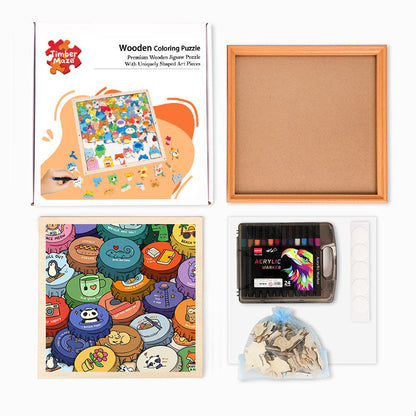 Colorful Caps - Wooden Coloring Puzzle