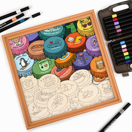 Colorful Caps - Wooden Coloring Puzzle