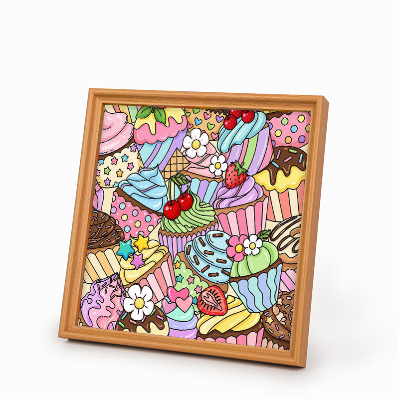 Cute Cupcakes - Wooden Coloring Puzzle