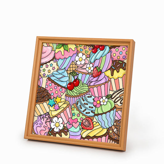 Cute Cupcakes - Wooden Coloring Puzzle