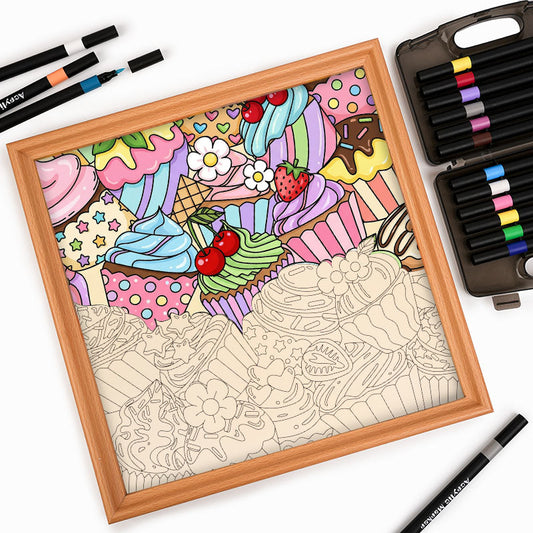 Cute Cupcakes - Wooden Coloring Puzzle