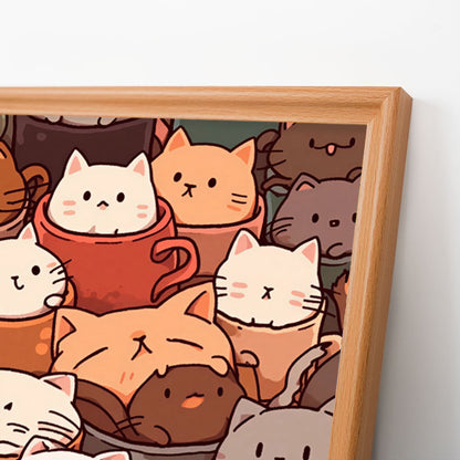 Cats in Cups - Wooden Coloring Puzzle