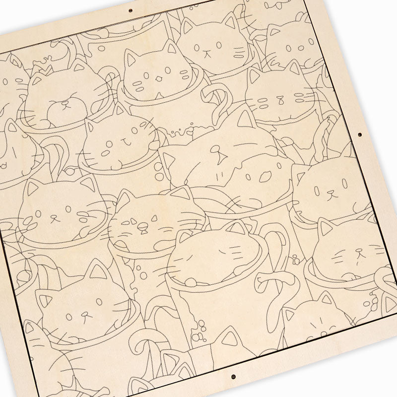 Cats in Cups - Wooden Coloring Puzzle