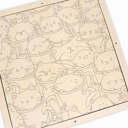Cats in Cups - Wooden Coloring Puzzle
