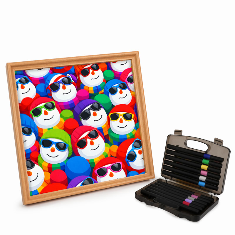 Cool Snowmen - Wooden Coloring Puzzle
