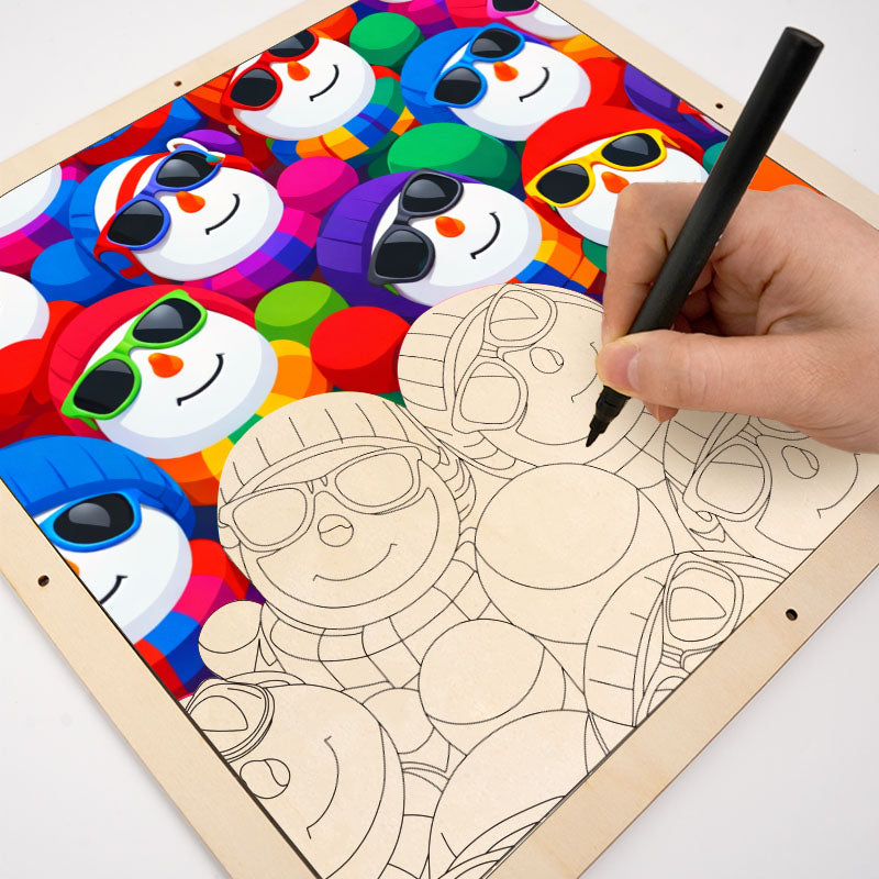 Cool Snowmen - Wooden Coloring Puzzle