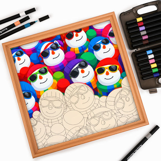 Cool Snowmen - Wooden Coloring Puzzle