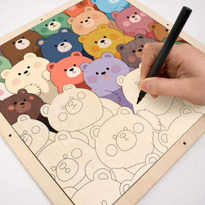 Cute Bears - Wooden Coloring Puzzle