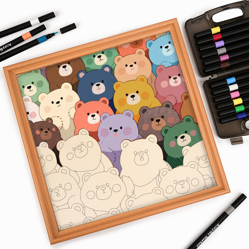 Cute Bears - Wooden Coloring Puzzle