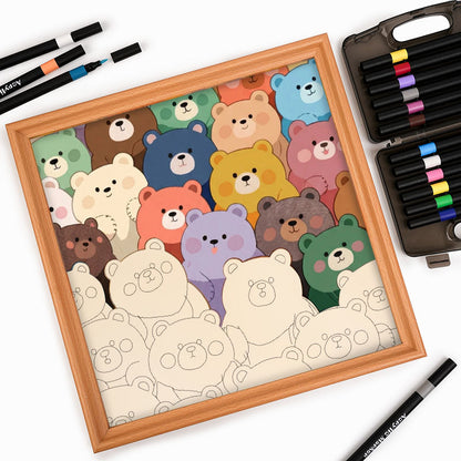 Cute Bears - Wooden Coloring Puzzle
