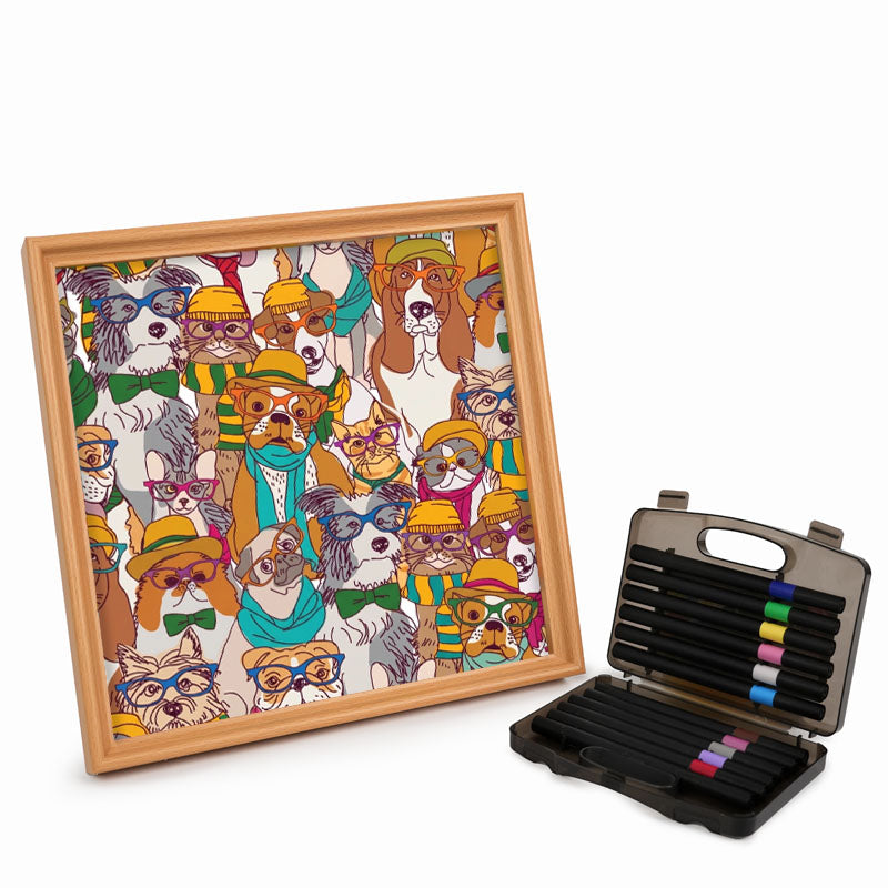 Dogs with Glasses - Wooden Coloring Puzzle
