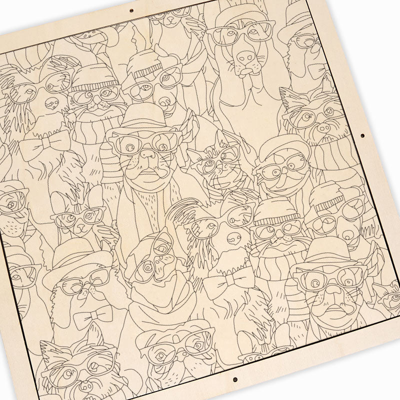 Dogs with Glasses - Wooden Coloring Puzzle
