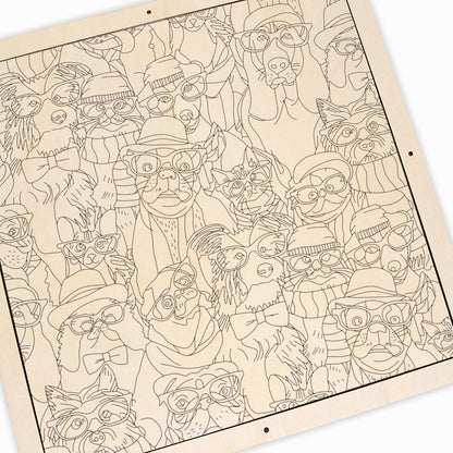 Dogs with Glasses - Wooden Coloring Puzzle