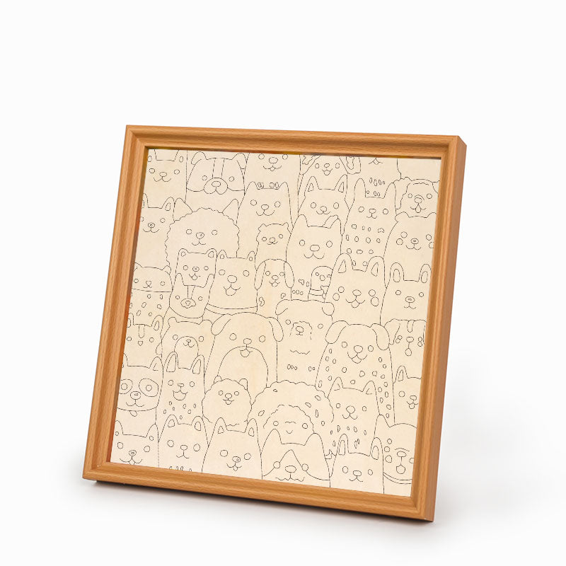 Line Art Puppy - Wooden Coloring Puzzle