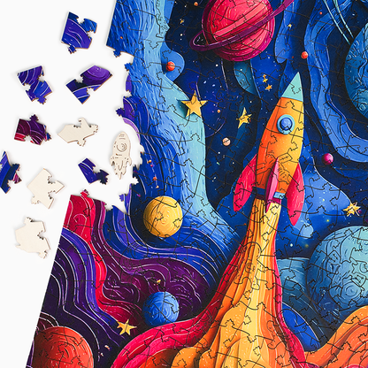 Space Rocket - Wooden Jigsaw Puzzle