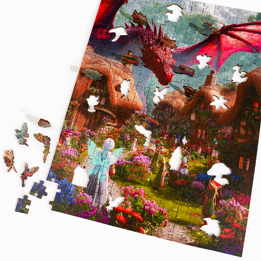 Dragon's Fairytale Village - Wooden Jigsaw Puzzle