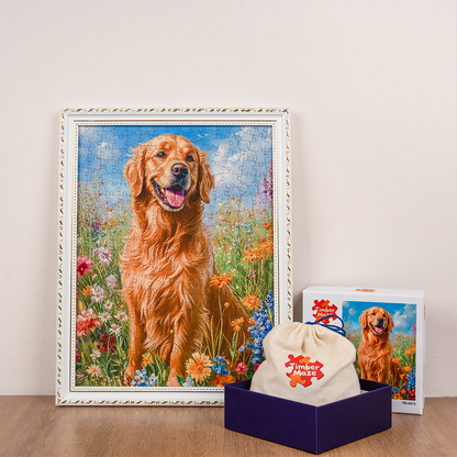 Golden Retriever In The Sun - Wooden Jigsaw Puzzle