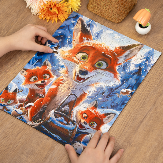 Winter Fox Family Fun - Wooden Jigsaw Puzzle