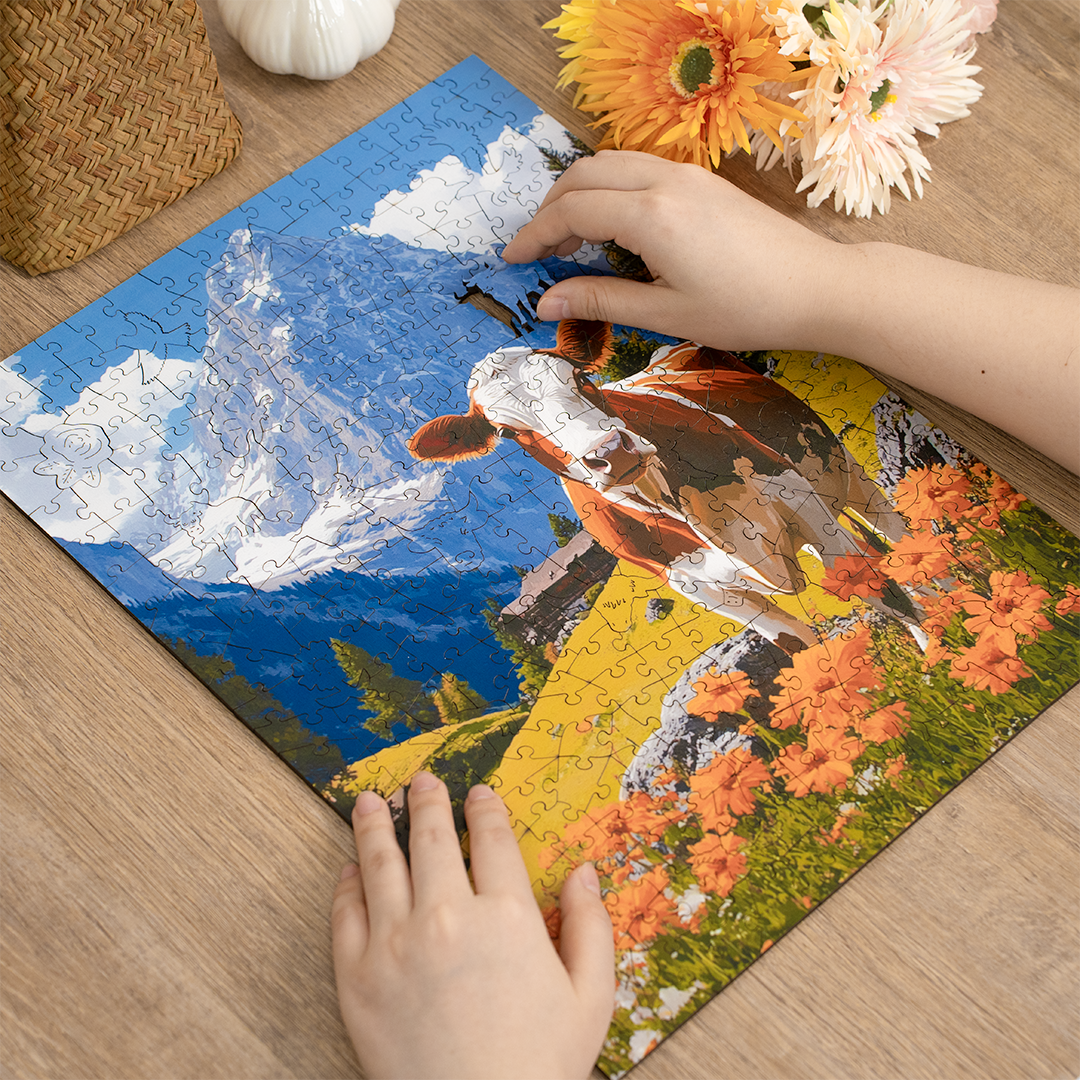 Swiss Diary Cow - Wooden Jigsaw Puzzle