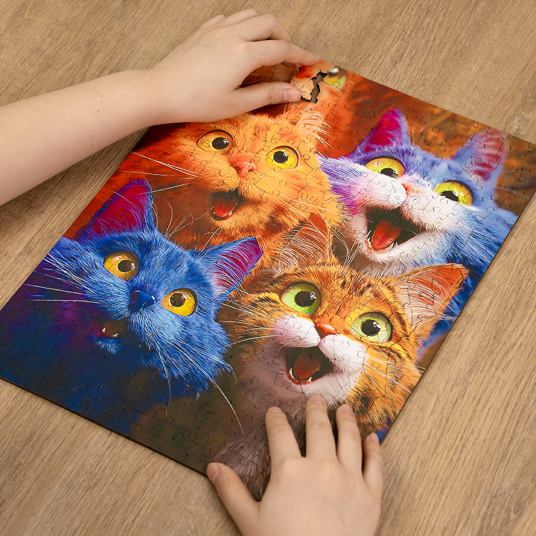 Rainbow Meow-tastic - Wooden Jigsaw Puzzle