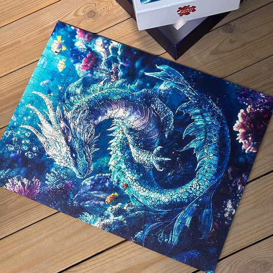 Water Dragon Swimming - Wooden Jigsaw Puzzle