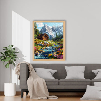 Floral Valley Cabin - Wooden Jigsaw Puzzle