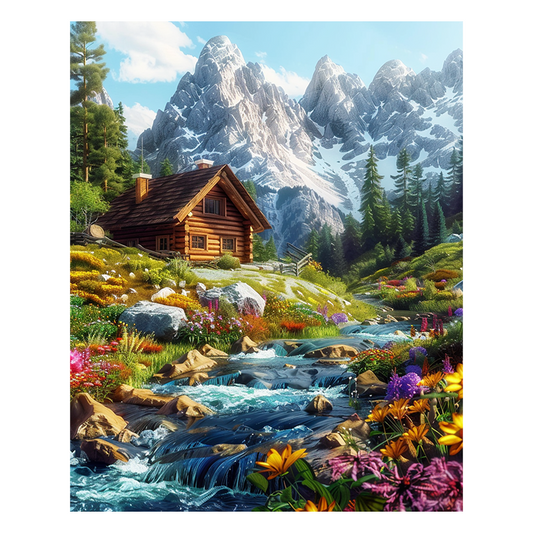 Floral Valley Cabin - Wooden Jigsaw Puzzle