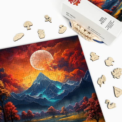 Lunar Mountain Glow - Wooden Jigsaw Puzzle