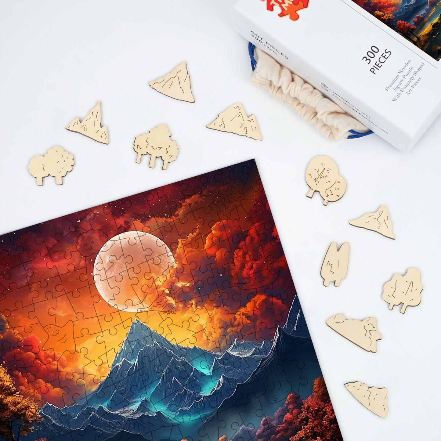Lunar Mountain Glow - Wooden Jigsaw Puzzle