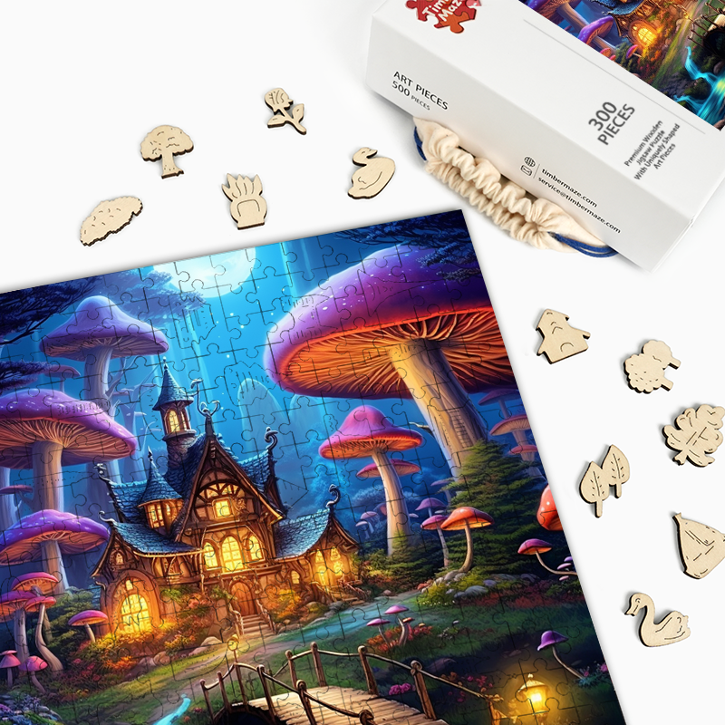 Mushroom Cottage - Wooden Jigsaw Puzzle