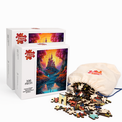 River Castle at Dusk - Wooden Jigsaw Puzzle
