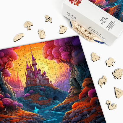 River Castle at Dusk - Wooden Jigsaw Puzzle