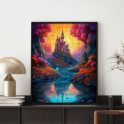 River Castle at Dusk - Wooden Jigsaw Puzzle