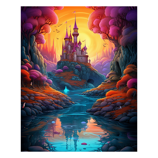 River Castle at Dusk - Wooden Jigsaw Puzzle