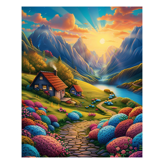 Serene Valley Retreat - Wooden Jigsaw Puzzle