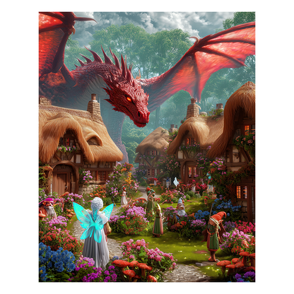 Dragon's Fairytale Village - Wooden Jigsaw Puzzle