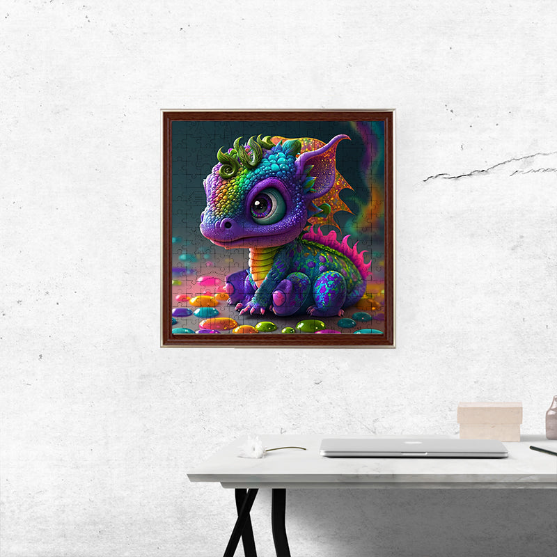 cute little dragon - Wooden Jigsaw Puzzle