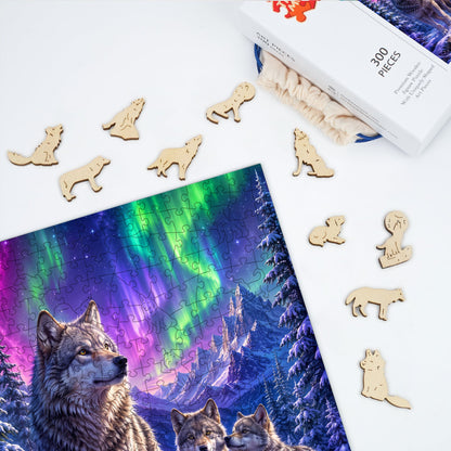 Aurora Wolf Family - Wooden Jigsaw Puzzle