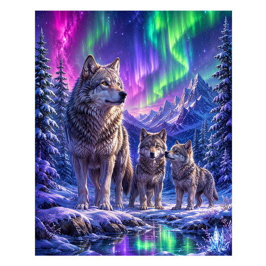 Aurora Wolf Family - Wooden Jigsaw Puzzle