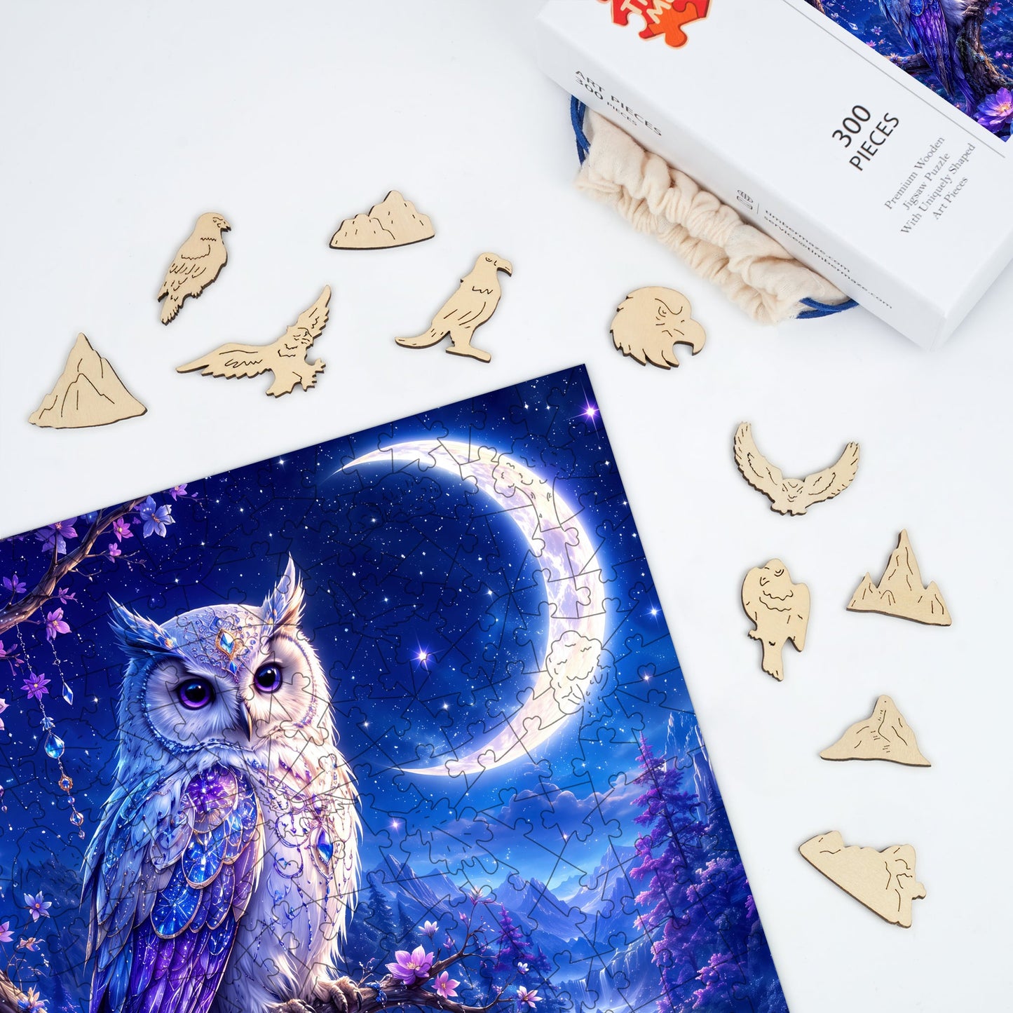 Celestial Moon Owl - Wooden Jigsaw Puzzle