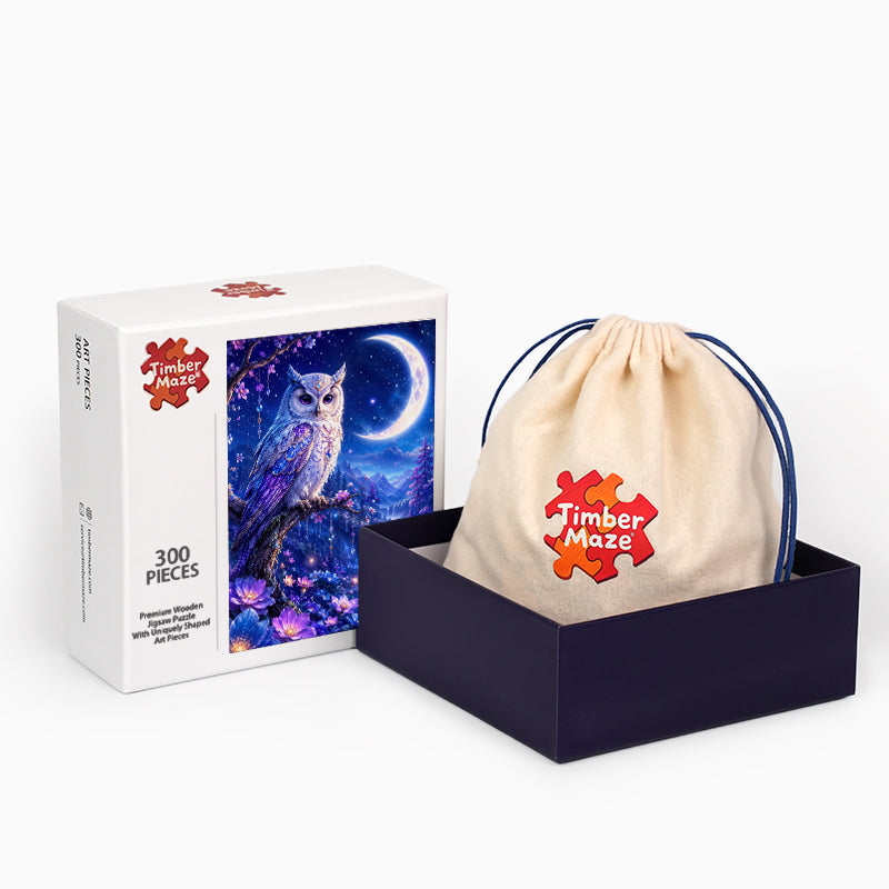 Celestial Moon Owl - Wooden Jigsaw Puzzle