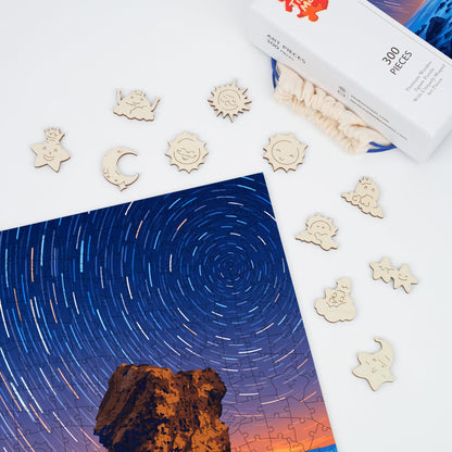 Star Trails Over the Sea - Wooden Jigsaw Puzzle