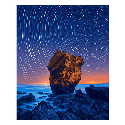 Star Trails Over the Sea - Wooden Jigsaw Puzzle
