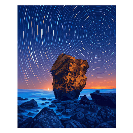Star Trails Over the Sea - Wooden Jigsaw Puzzle
