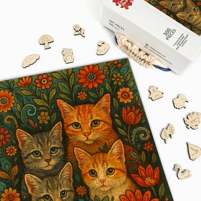 Bohemian Cats - Wooden Jigsaw Puzzle