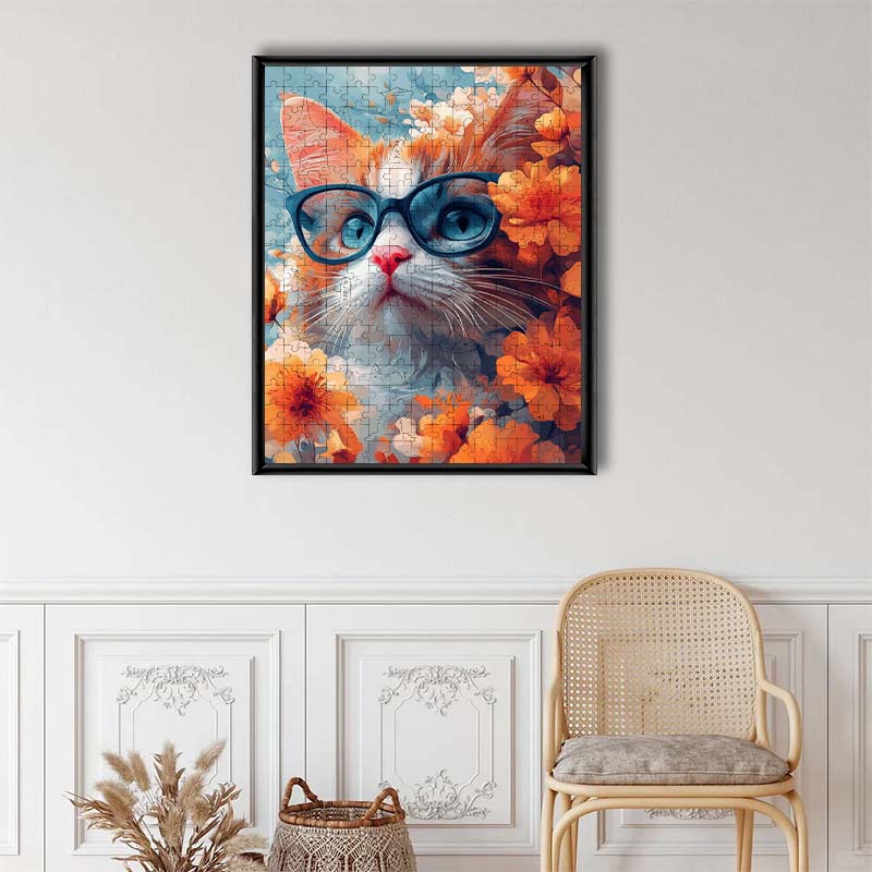 Cat with Glasses - Wooden Jigsaw Puzzle