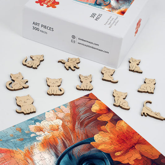 Cat with Glasses - Wooden Jigsaw Puzzle