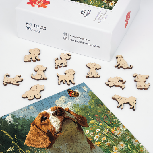 Dog and Butterfly - Wooden Jigsaw Puzzle