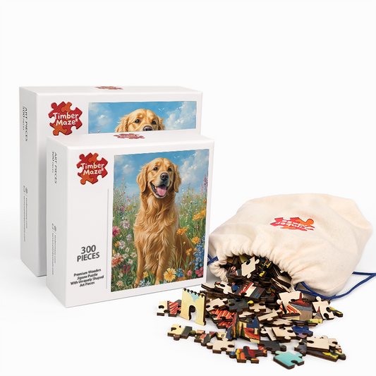 Golden Retriever In The Sun - Wooden Jigsaw Puzzle