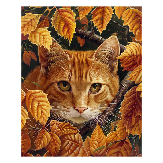 Leaves & Cat - Wooden Jigsaw Puzzle
